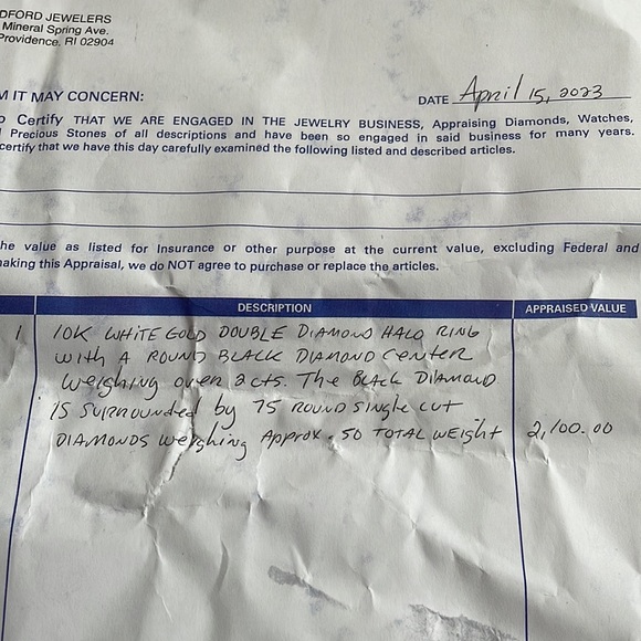 10k white gold black diamond double halo ring size 7 - Picture 4 of 5